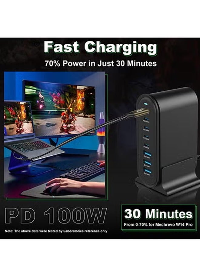 X-level 268W USB C Charger Charging Station 8-in-1 - 4 Type-C Ports (100W, 4x 30W) and 3 USB Ports (QC18W) - GaN Technology - Certified for MacBook Air/Pro, DELL, iPhone, iPad, Samsung, Travel Home Office Use- 1m Power Cord - Image 4