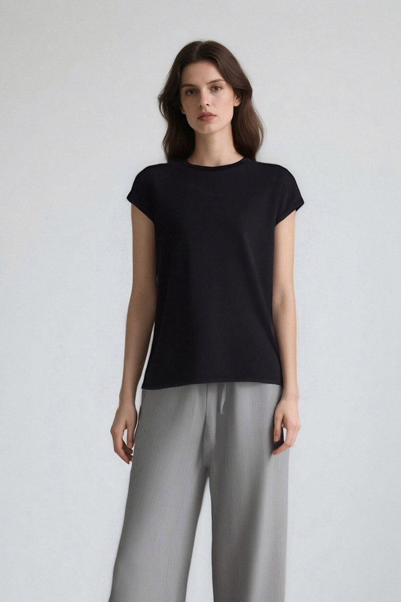 DeFacto Woman Fitted Black Crew Neck Short Sleeve T Shirt - Image 1