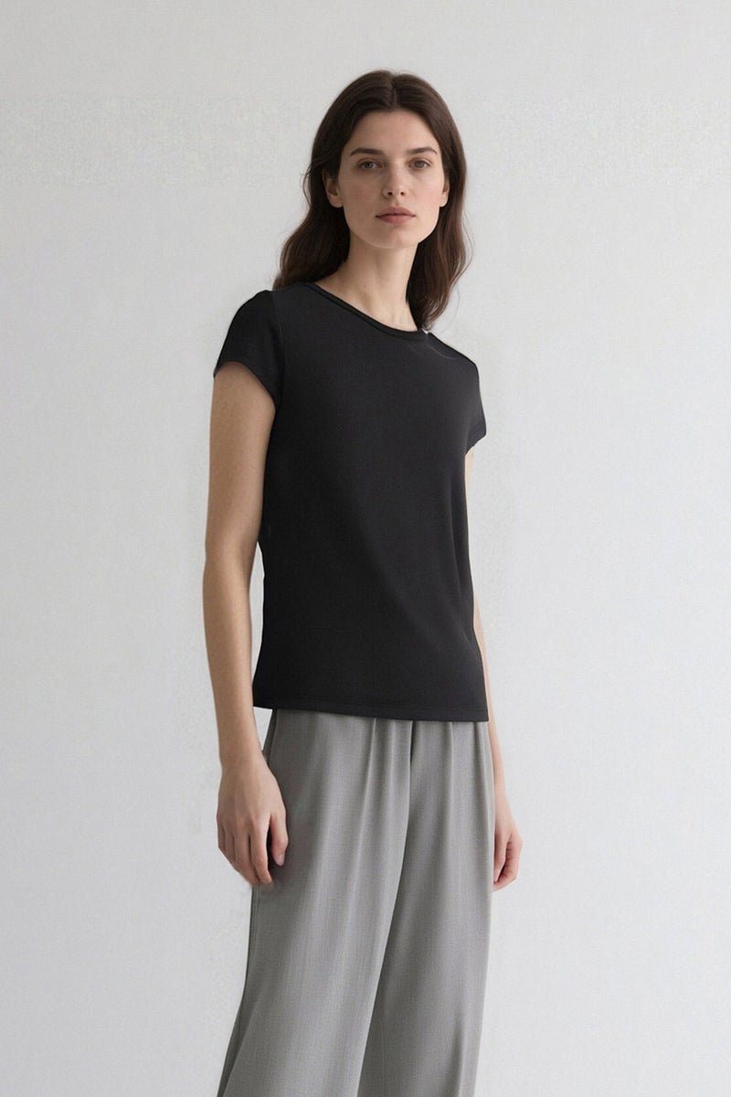DeFacto Woman Fitted Black Crew Neck Short Sleeve T Shirt - Image 4