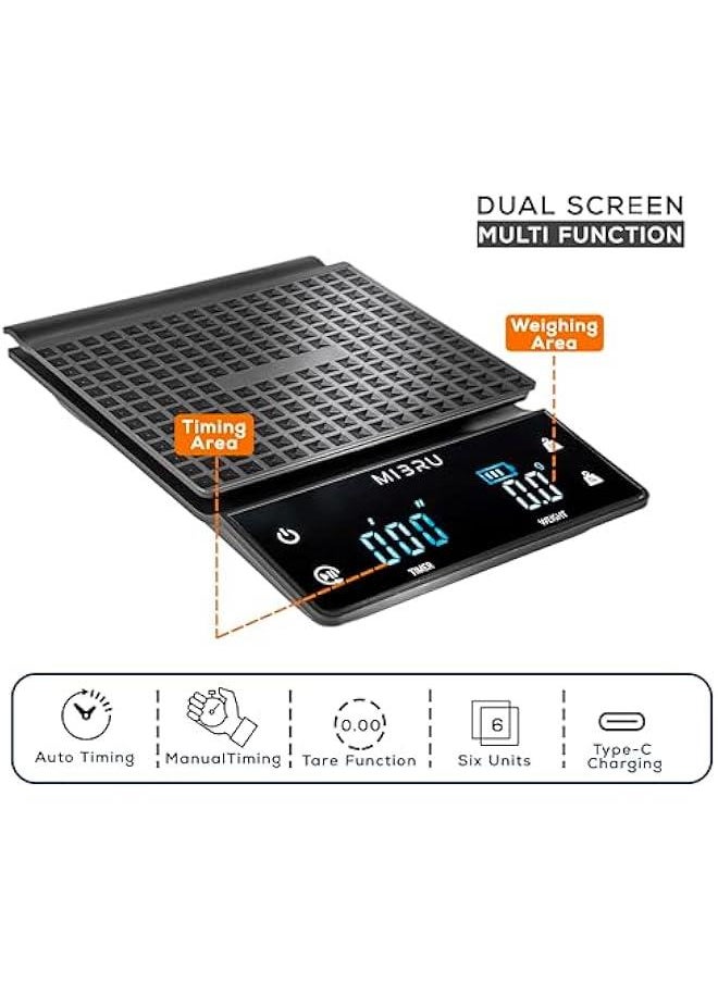 Gonice - Coffee Scale With Timer | Kitchen Scale | Pour Over V60 Drip Coffee | Digital scale with LCD display for coffee cooking baking Waterproof Mat 0.3-3000G - Image 1