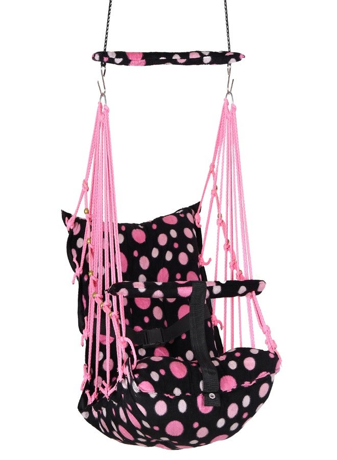 Windson Craft Cotton Baby Hanging Swing for Kids jhula 1-5 Years Swings Cradle Chair uyyala New Born Baby Gifts Foldable and Washable with Safety Belt, Home & Garden (Round Pink) - Image 1