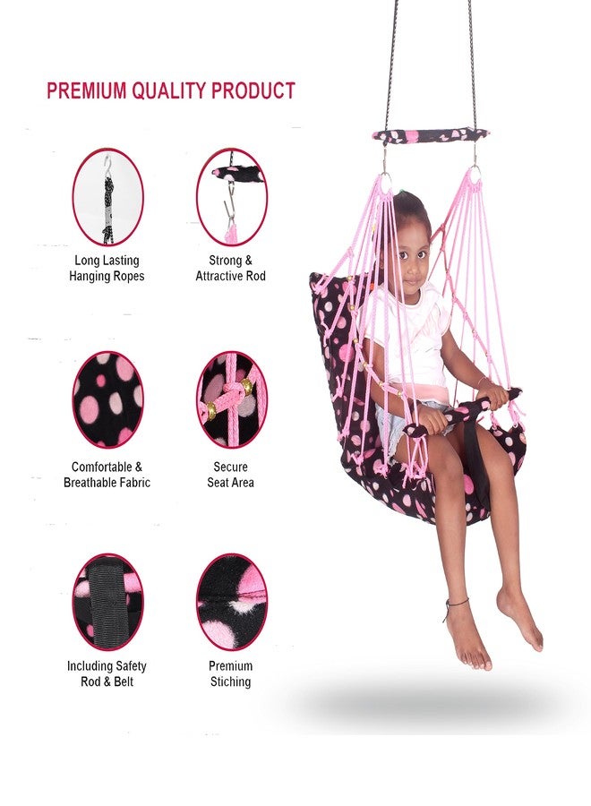 Windson Craft Cotton Baby Hanging Swing for Kids jhula 1-5 Years Swings Cradle Chair uyyala New Born Baby Gifts Foldable and Washable with Safety Belt, Home & Garden (Round Pink) - Image 2