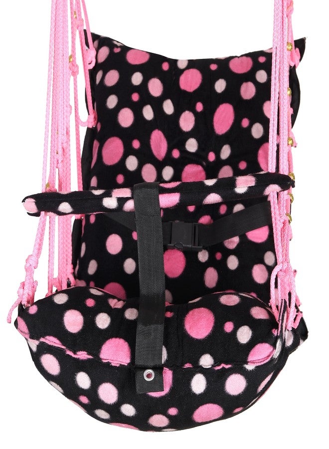 Windson Craft Cotton Baby Hanging Swing for Kids jhula 1-5 Years Swings Cradle Chair uyyala New Born Baby Gifts Foldable and Washable with Safety Belt, Home & Garden (Round Pink) - Image 4