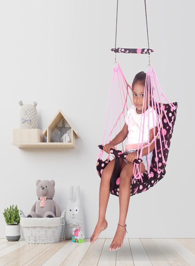 Windson Craft Cotton Baby Hanging Swing for Kids jhula 1-5 Years Swings Cradle Chair uyyala New Born Baby Gifts Foldable and Washable with Safety Belt, Home & Garden (Round Pink) - Image 5
