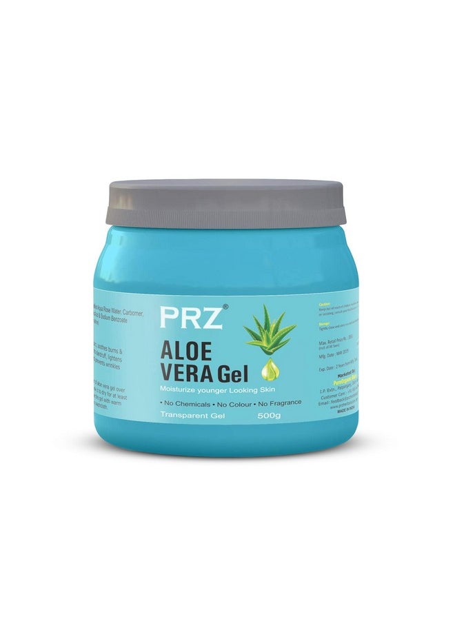 PRZ - 100% Pure Natural Aloe Vera Gel Transparent (500Gram) For Body & Face Moisturizing, Hair Gel, Multipurpose Beauty Skin Gel, Acne Scars, Glowing & Radiant Skin Treatment - Image 1