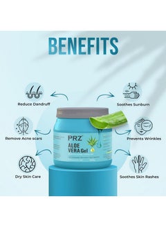 PRZ 100% Pure Natural Aloe Vera Gel Transparent (500Gram) For Body & Face Moisturizing, Hair Gel, Multipurpose Beauty Skin Gel, Acne Scars, Glowing & Radiant Skin Treatment  - Image 3