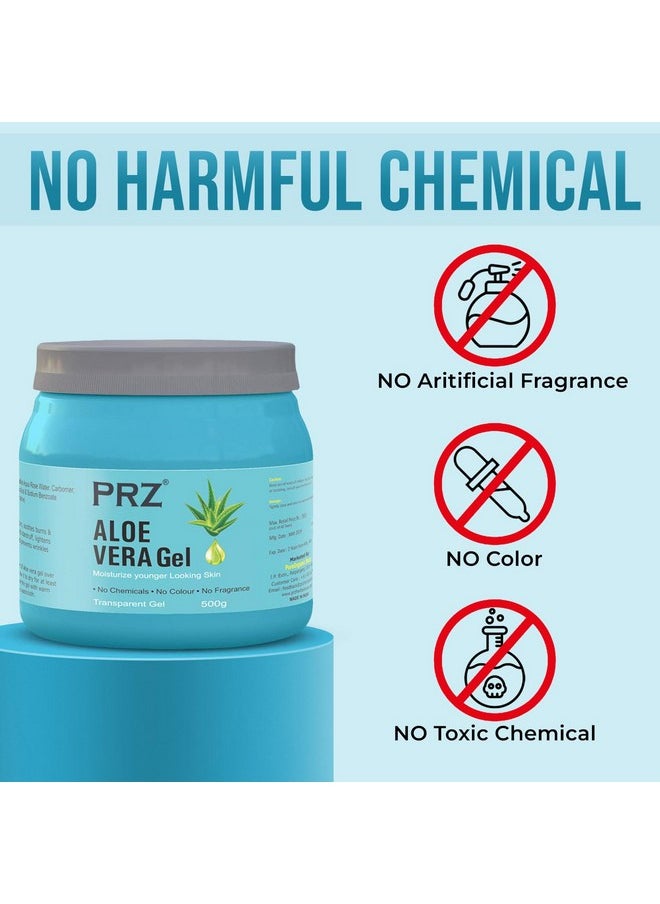 PRZ - 100% Pure Natural Aloe Vera Gel Transparent (500Gram) For Body & Face Moisturizing, Hair Gel, Multipurpose Beauty Skin Gel, Acne Scars, Glowing & Radiant Skin Treatment - Image 1