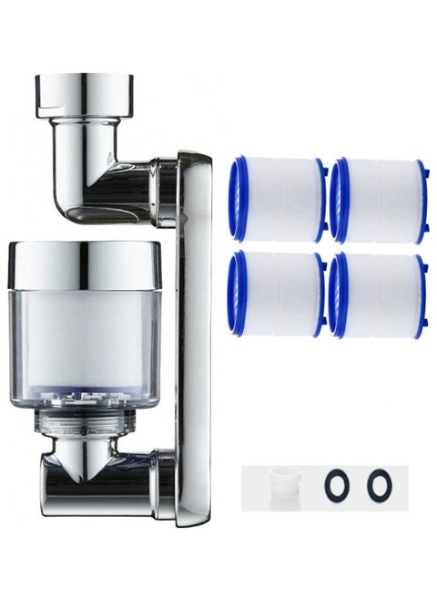 1080 Degree Rotating Bathroom Faucet Filter with 4 Filter Cartridges Sink Faucet Filter Faucet Extender for Kitchen and Bathroom with Installation Tools