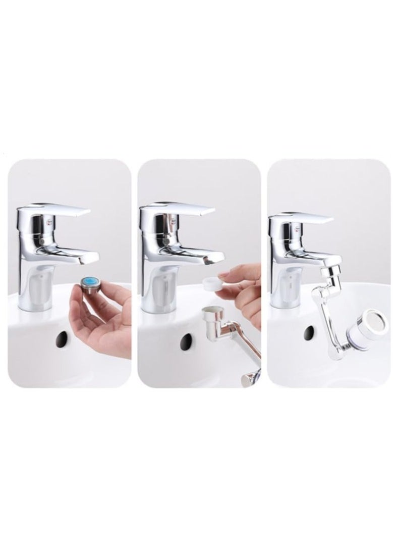 RATSAW - 1080 Degree Rotating Bathroom Faucet Filter with 4 Filter Cartridges Sink Faucet Filter Faucet Extender for Kitchen and Bathroom with Installation Tools - Image 1