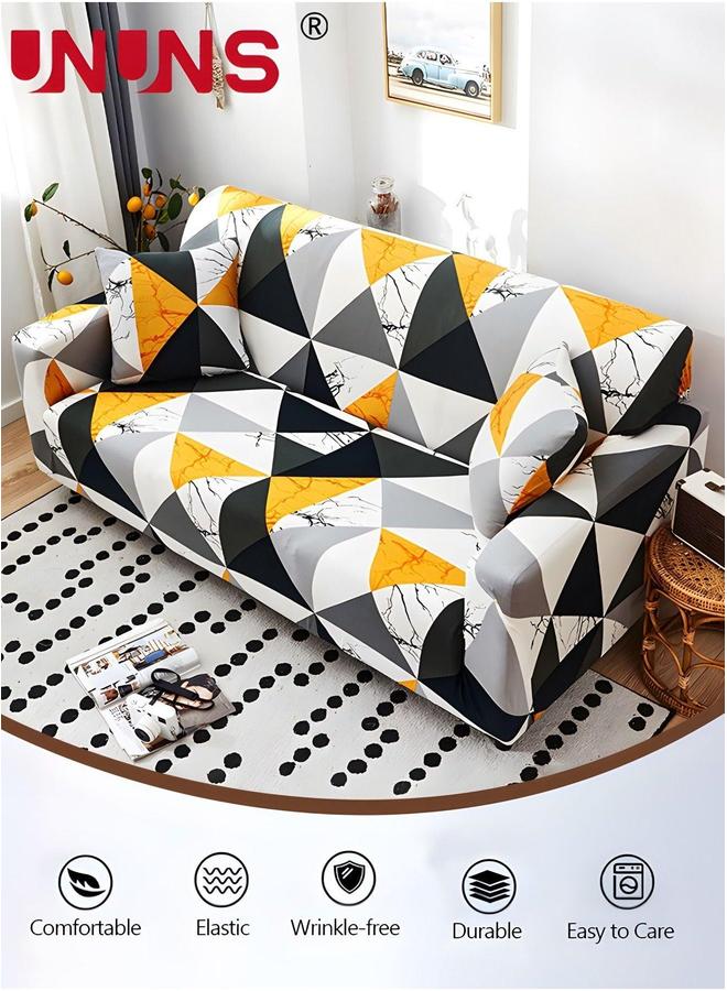 UNUNS Printed Stretch Sofa Cover Couch Covers Slipcovers for 3 Cushion Couches Elastic Universal Furniture Protector - Image 2