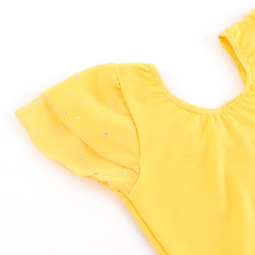 EQSJIU Dance Leotard for Girls Shiny Yellow Leotards with Tie Skirt Ballet Dress For Girls 3t 4t 3-4t Ballerina Dress - Image 5