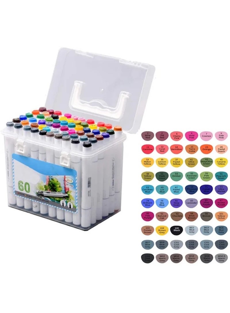 Huitich Double-Headed Soft Oily Marker Set – 60 Colors - Image 1