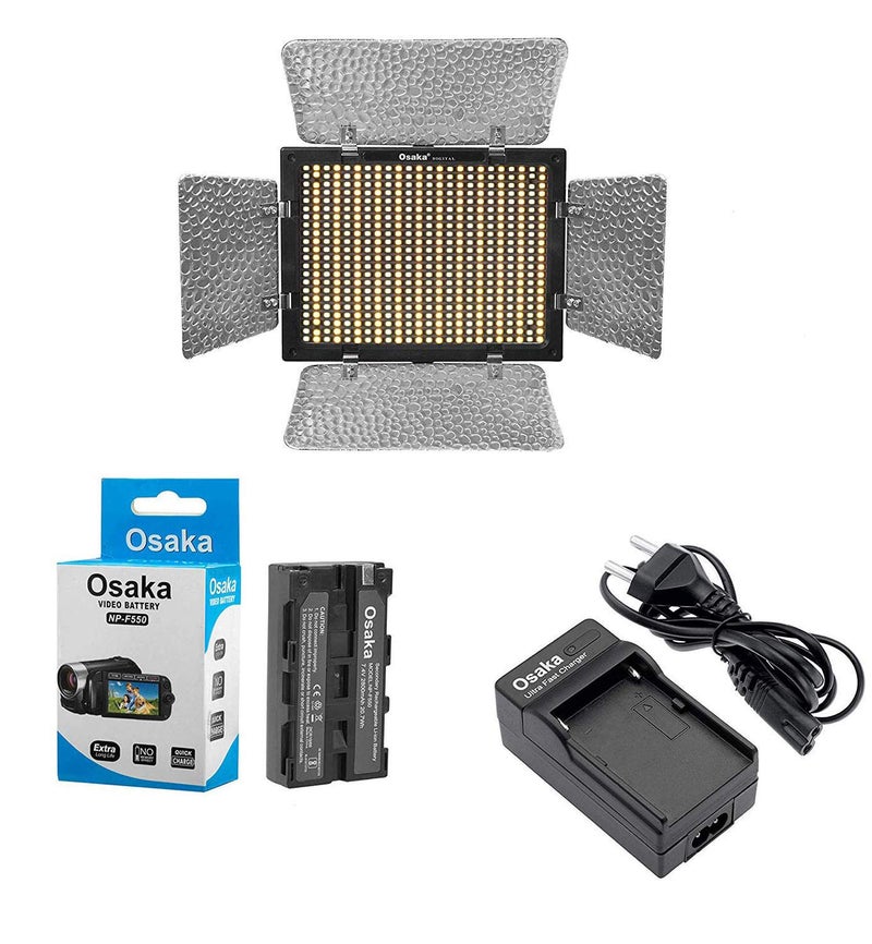 Osaka LED Video Light OS 576 Slim with 8000 mAH F750 Battery & Ultra Fast Charger for All DSLR and Video Cameras and YouTube Video Shooting - Image 1