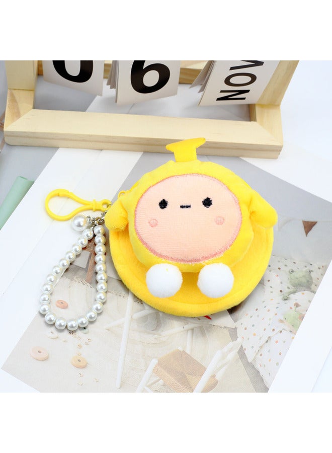 Japanese Cartoon Plush Coin Purse Cute Zipper Mini Storage Bag Keychain Hanging Children's Gift Small Wallet-Color:Yellow Egg Waffles-Size:10cm Round Bag - Image 1