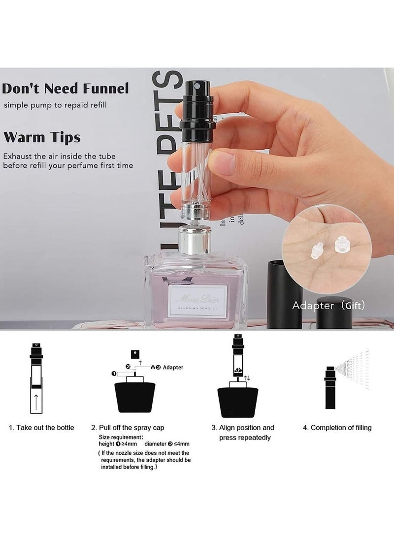 جونيس عبوتان بخاخ عطر صغير سعة ٥ مل، قابلة لإعادة الملء، برذاذ فائق النعومة، مثالية للحقيبة والاستخدام اليومي أو الهدايا - باللون الأسود - Image 5