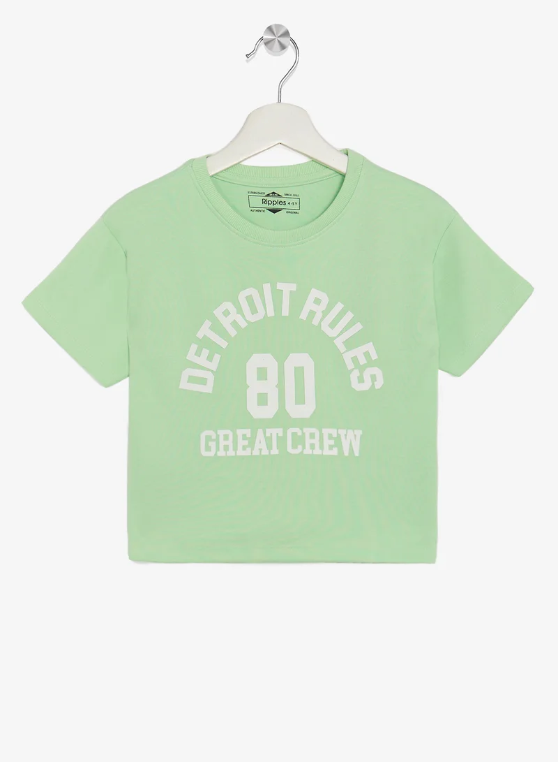 Ripples Girls Round Neck Tee & Wide-Leg pant Set