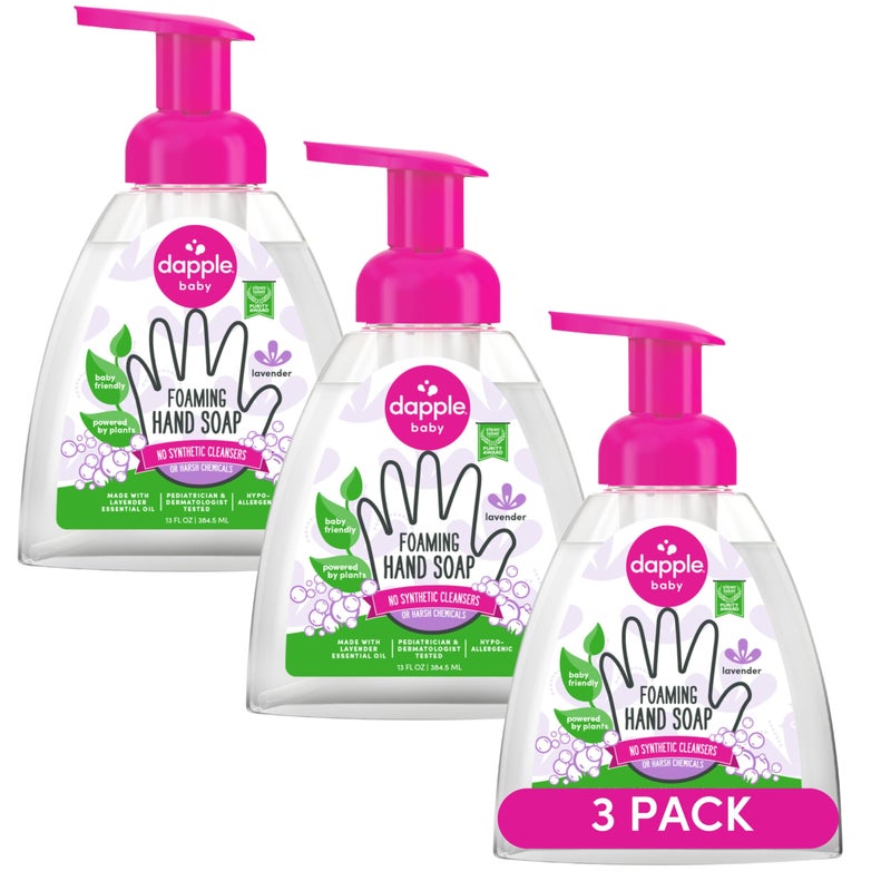 Dapple Foaming Hand Soap, Gentle Hand Wash Baby Soap, Hypoallergenic for Sensitive Skin, Powered by Plants, Lavender, 13 Fl Oz (Pack of 3) - Image 1