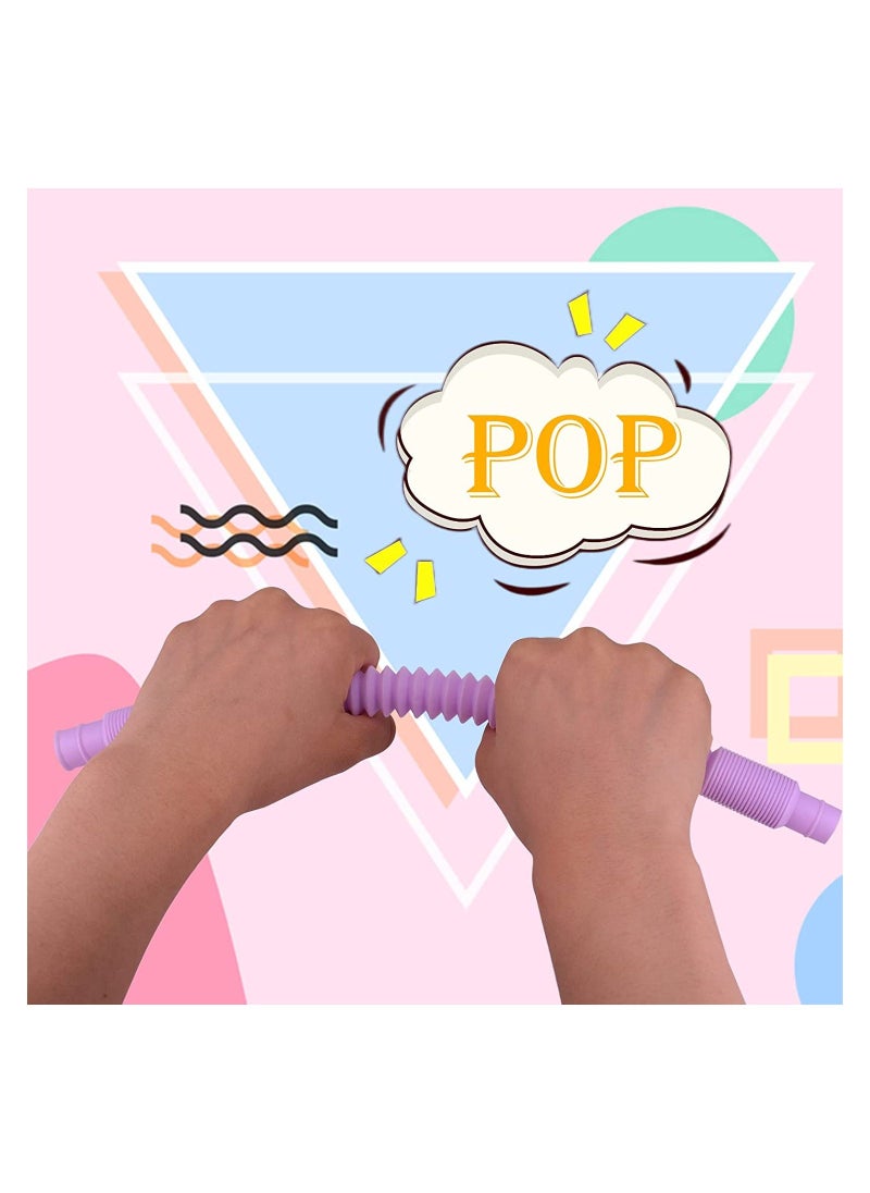 12 PCS Mini Pop Tubes Sensory Stretch Tubes Colorful Party Favor Pop Tubes Fidget Toy with Funny Pop Sound for Toddler Babies Kids Autism Teenagers Special Needs Reduce Anxiety and Stress - Image 3