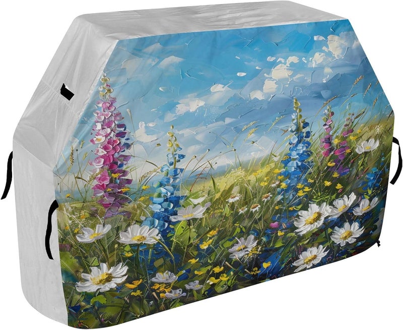 senya Premium Grill Cover Waterproof Flower Flower Barbecue Cover Fade Resistant BBQ Cover Heavy Duty Fits Grill Widths Up to 25 in - Image 2