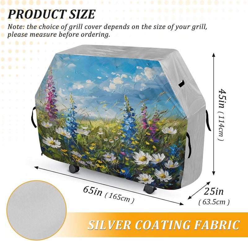 senya Premium Grill Cover Waterproof Flower Flower Barbecue Cover Fade Resistant BBQ Cover Heavy Duty Fits Grill Widths Up to 25 in - Image 3