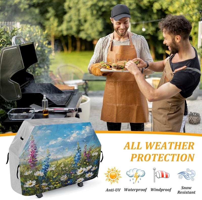 senya Premium Grill Cover Waterproof Flower Flower Barbecue Cover Fade Resistant BBQ Cover Heavy Duty Fits Grill Widths Up to 25 in - Image 5