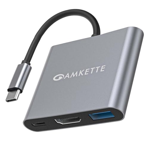 Amkette 3-in-1 Type C to HDMI Adapter, Multiport USB C to HDMI Adaptor with 4K@30Hz, USB 3.0 @ 5Gbps, 100W PD Charging Port for Laptop, MacBook, PC and Other Type C Devices - Image 1