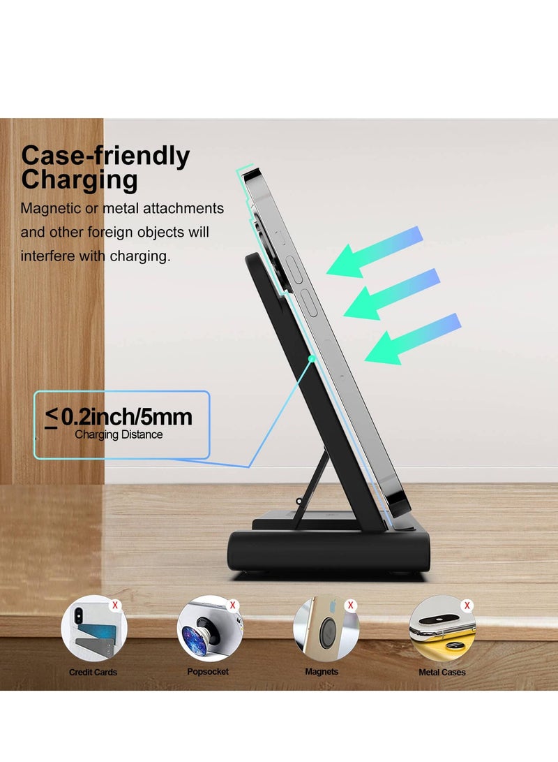 3-in-1 Wireless Charging Station for Apple Devices - Foldable Dock for iPhone 14/13/12/11/Pro/Max/XS/XR, iWatch Series 7/6/SE/5/4/3/2, AirPods Pro/3/2/1 - Black - Image 4