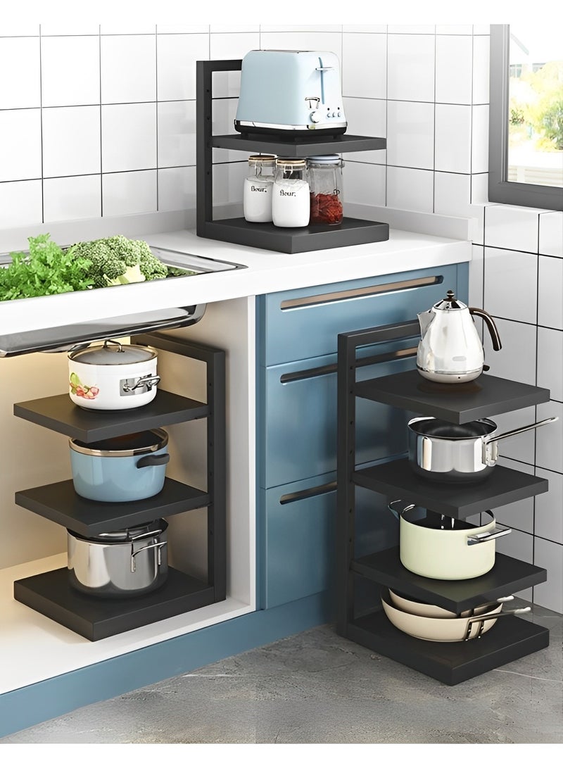 ريوكل رف منظم للأواني قابل للتعديل بأربع طبقات، رف متعدد الاستخدامات للأواني في المطبخ لتخزين وتنظيم خزانة المطبخ - Image 2