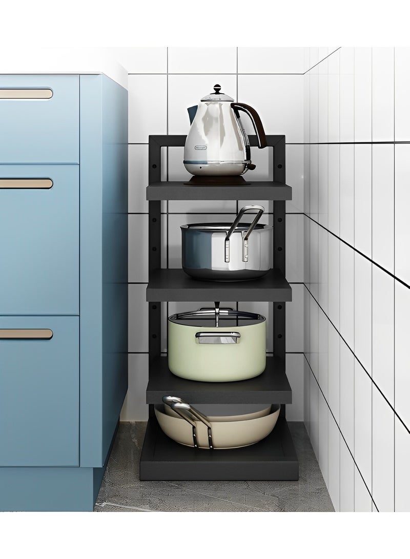 ريوكل رف منظم للأواني قابل للتعديل بأربع طبقات، رف متعدد الاستخدامات للأواني في المطبخ لتخزين وتنظيم خزانة المطبخ - Image 4