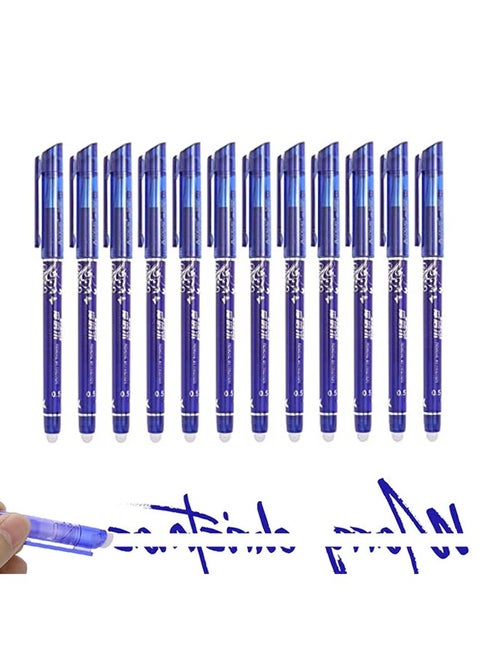 12 Pcs Erasable Pens 0.5mm, Fine Ballpoint Blue Ink Pens, Smooth Writing Gel Pen for Drawing Writing(Blue)