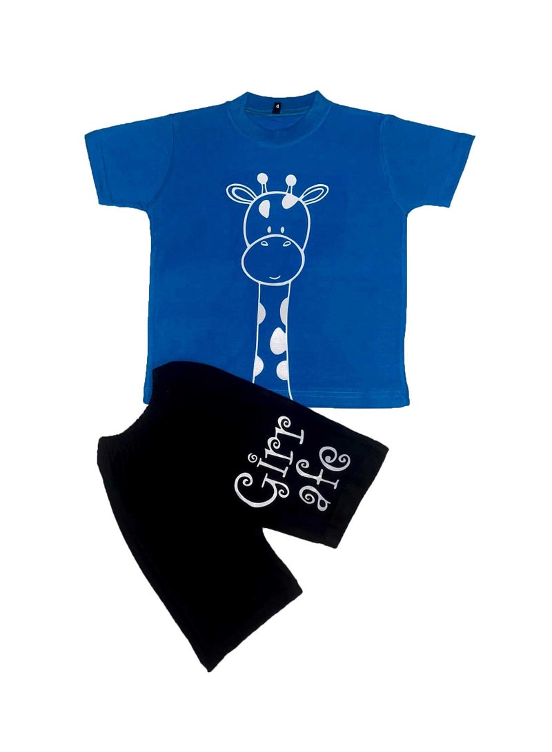 OneHand Boys Summer Cotton Pajama - Turquoise - Image 1