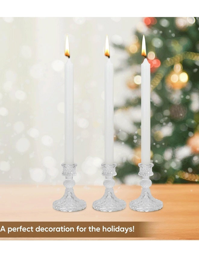 XiuWoo Glass Candlestick Holder Taper and Pillar Candle Holder Desktop Decoration for Wedding Dinning Party-3 Packs - Image 2