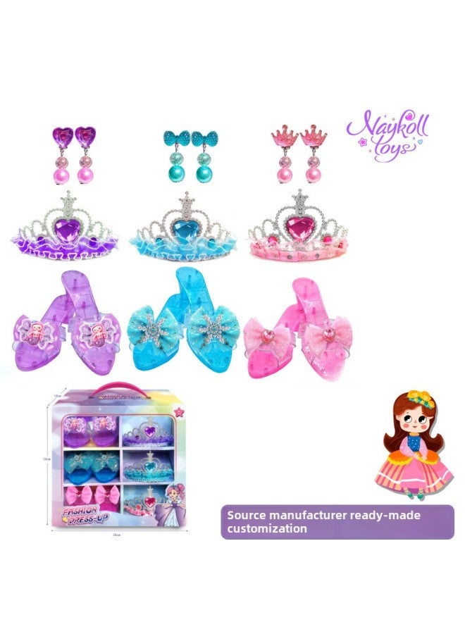 Princess Girls Play Home Jewelry Suit Crown Magic Wand Veil Children's Toys Wholesale-Color:Princess Jewelry Gift Box 3405 - Image 1