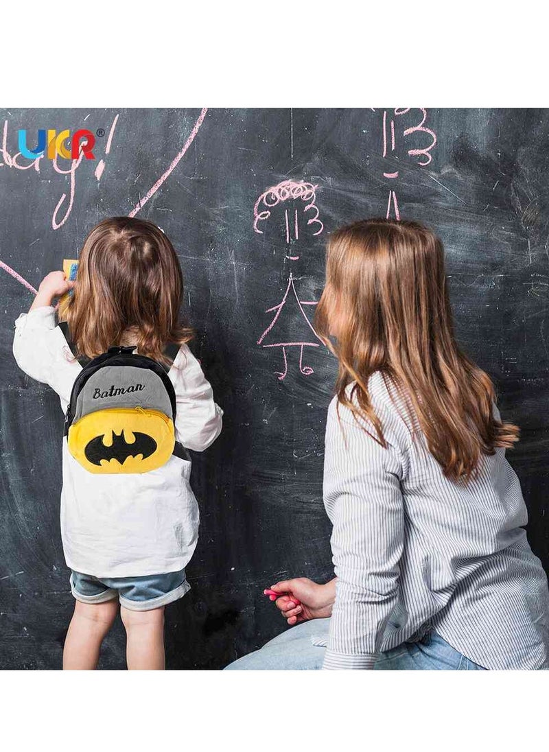 UKR UKR Cute Batman Cartoon Plush Mini Red Backpack for Kids – Adorable Toddler Backpack for Preschool & Playtime | Soft Cartoon Backpack for Boys & Girls (23x23x13 cm)  - Image 5