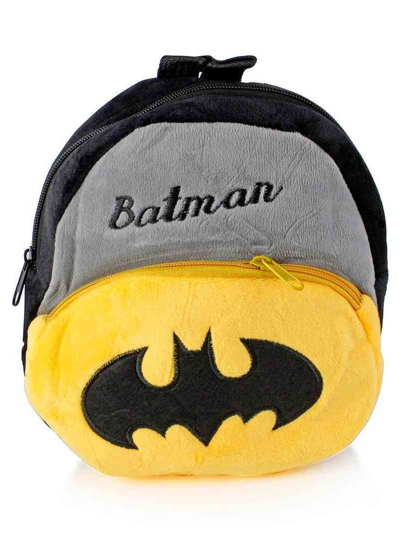 UKR UKR Cute Batman Cartoon Plush Mini Red Backpack for Kids – Adorable Toddler Backpack for Preschool & Playtime | Soft Cartoon Backpack for Boys & Girls (23x23x13 cm)  - Image 1