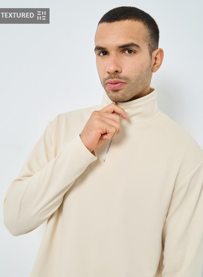 ستايلي سويت شيرت بنقشة وسحاب ربع أمامي - Image 1