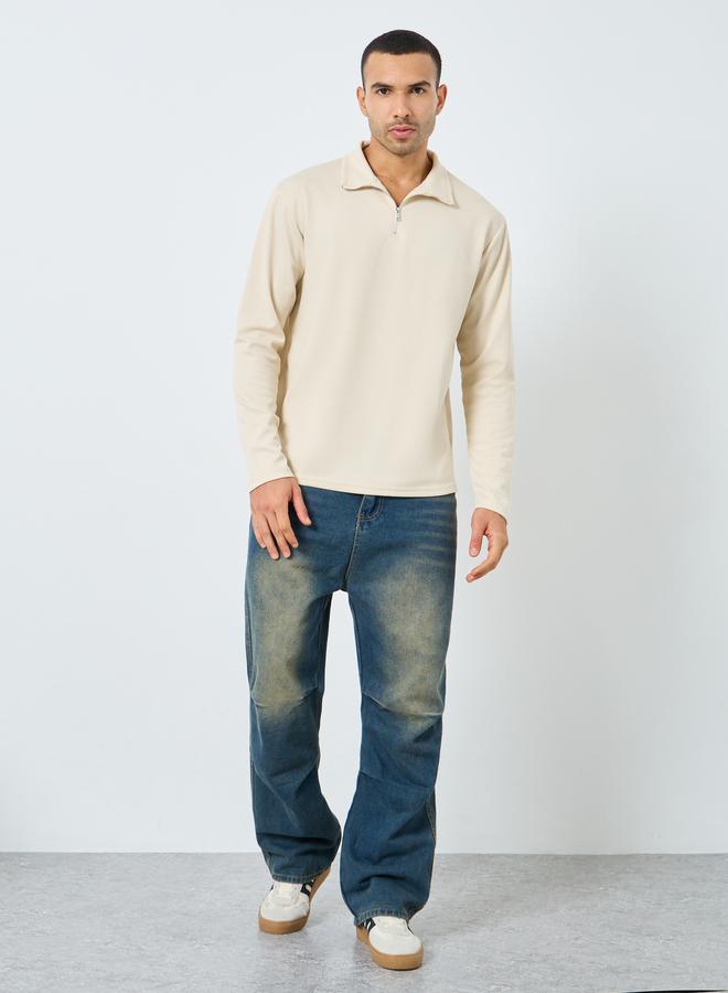 ستايلي سويت شيرت بنقشة وسحاب ربع أمامي - Image 2