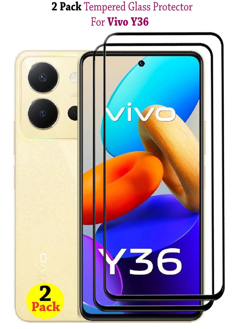 مجموعة من 2 واقي شاشة لهاتف Vivo Y36 - أسود - Image 1
