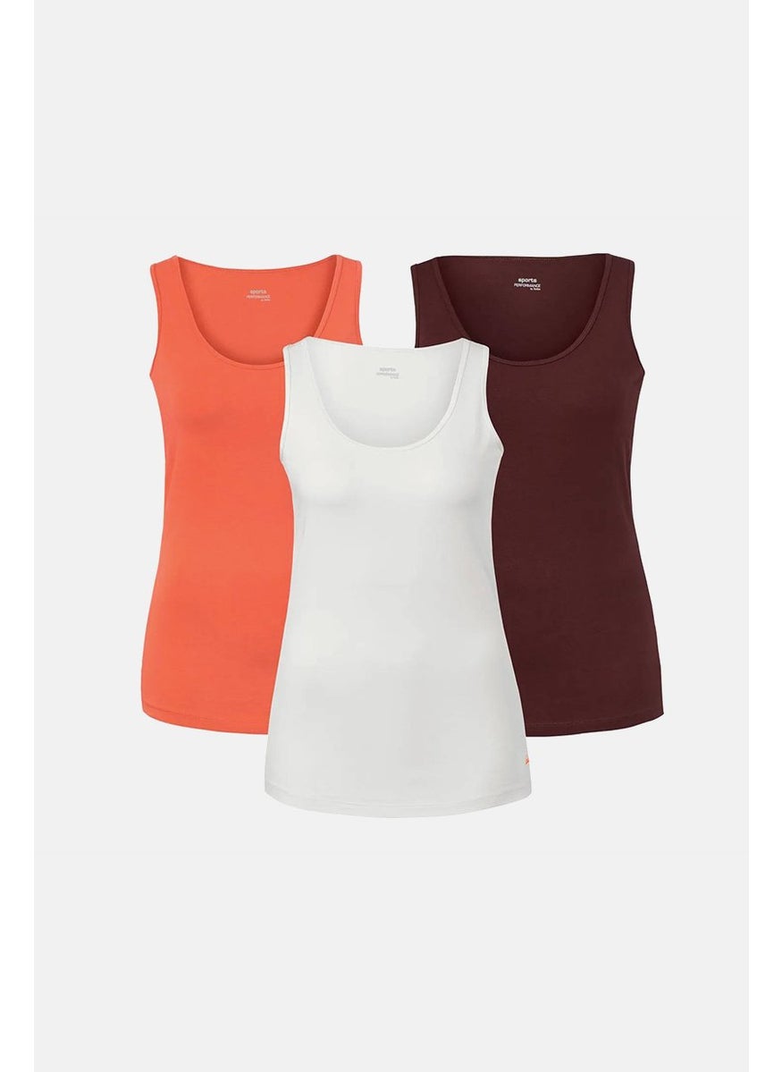 Tchibo - Women 3 Pieces Plain Sports Tank Tops, White - Image 1