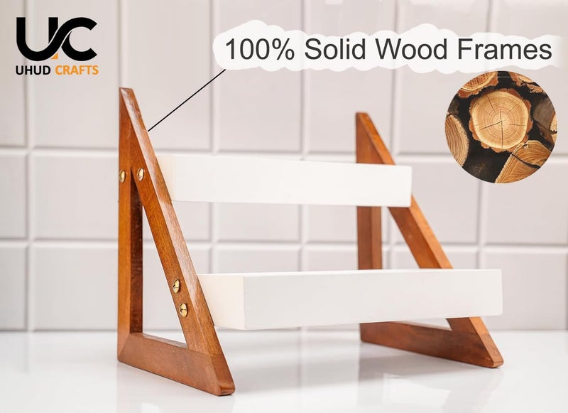 UHUD CRAFTS Multipurpose Wooden Triangluar Countertop Spice Rack | Kitchen Counter Top Organizer | 2-Tier Kitchen Storage Organizer Tiered Shelf| Jars And Bottle Holder & Kithen Decor Item - Image 5
