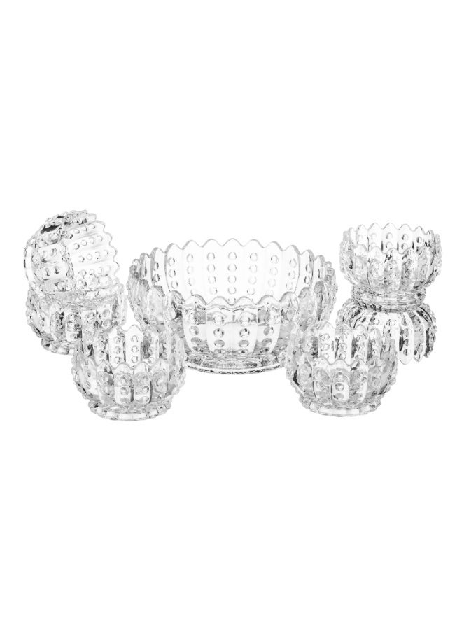 كازا روزا طقم تقديم حلى زجاج فاخر مكون من 7 قطع | يشمل زبدية تقديم كبيرة و زبادي غويطة صغيرة أنيقة - Image 1