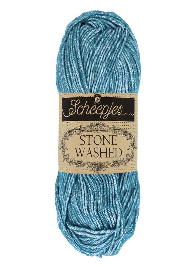 Scheepjes Stone Washed Yarn 50 g Blue Apatite 805, Cotton-Acrylic Blend, Soft Marled Finish