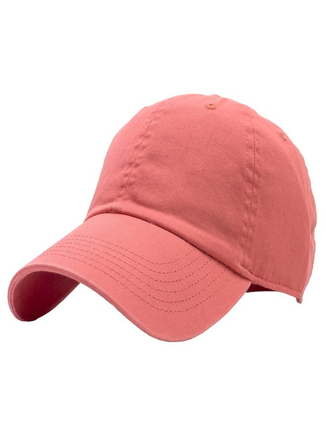 Utmost Unisex Classic Low Profile Cotton Baseball Cap Plain Blank Camoflauge Soft Unconstructed Adjustable Size Dad Hat, Coral, One size - Image 1