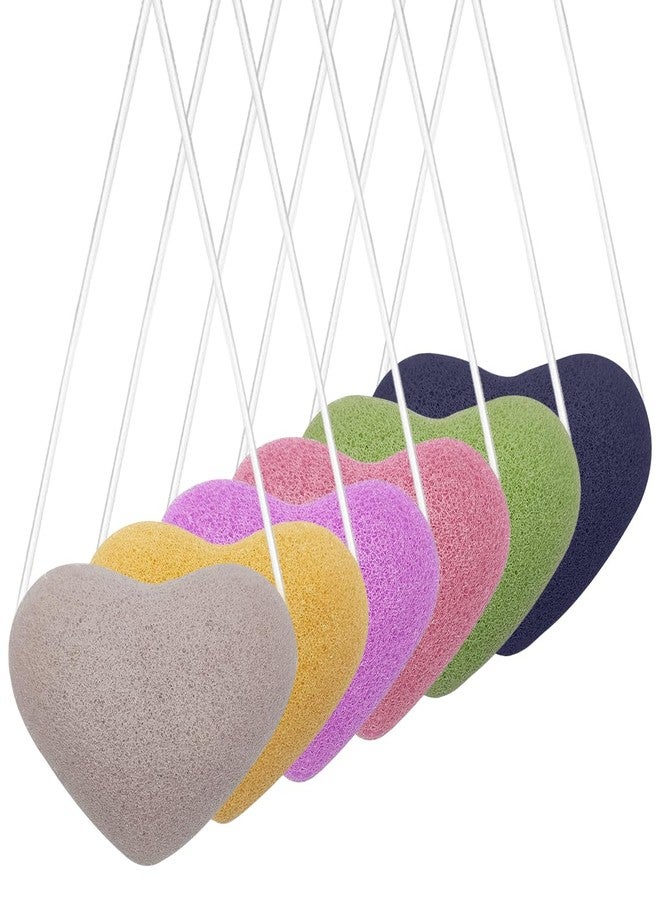DaKuan 6 pcs Konjac Sponge, DaKuan Cordate Facial Sponges, Polychrome Face Sponges for Cleansing, Natural, Colorful, Gentle Exfoliation for Radiant Skin - Image 1