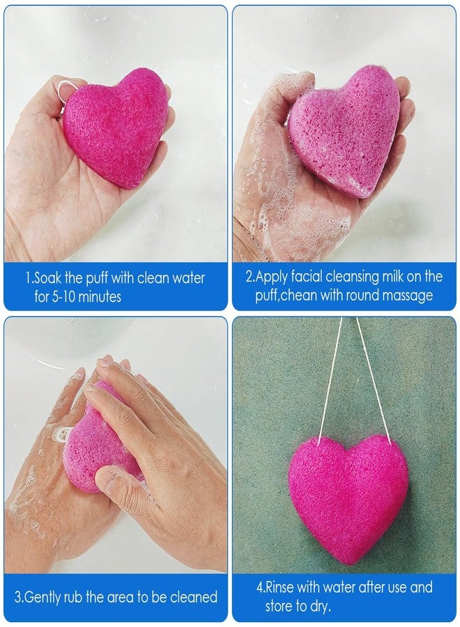 DaKuan 6 pcs Konjac Sponge, DaKuan Cordate Facial Sponges, Polychrome Face Sponges for Cleansing, Natural, Colorful, Gentle Exfoliation for Radiant Skin - Image 2