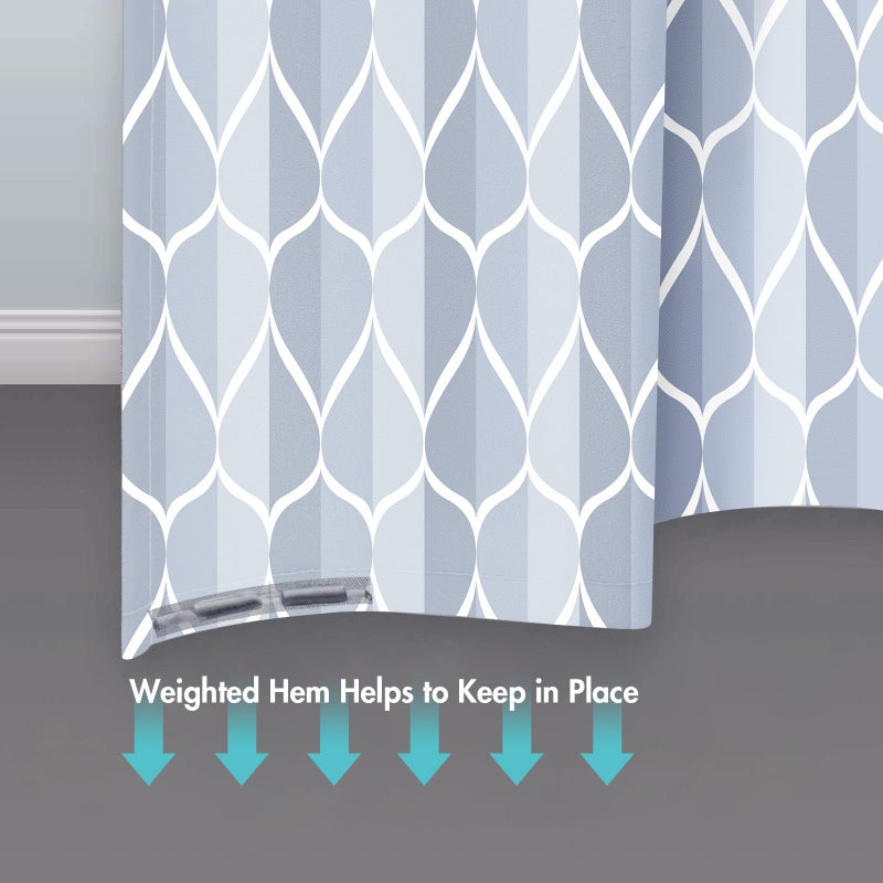 Gelbchu Light Blue Geometric Shower Curtain  Waterproof Design and Polyester  Quick-Drying  Weighted Hem  Blue Shower Curtains Set for Bathroom W 72 x H 72  Machine Washable with 12 Hooks - Image 4