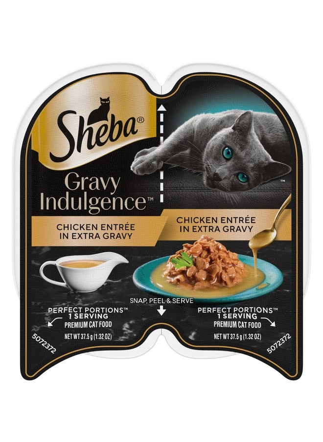 Sheba Gravy Indulgence Adult Wet Cat Food (24 Count, 48 Servings), Chicken Entrée In Extra Gravy, Easy Peel TwinPack Trays  - Image 1