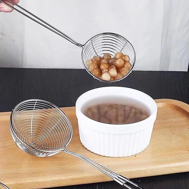 Stainless Steel Spider Strainer Skimmer Spoon Set of 3 for Hot Pot Meatball Tortellini - Image 5