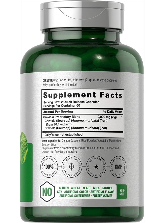 Horbaach مستخلص جرافيولا 2000 ملغ 120 كبسولة | خالي من الكائنات المعدلة وراثيًا، خالي من الغلوتين | سورساب (أنونا موريكاتا) - Image 2