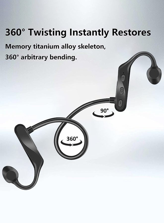 سماعات رأس بلوتوث توصيل العظام، سماعات أذن لاسلكية مفتوحة مع ميكروفون، سماعة رأس رياضية IPX5 سماعات مقاومة للعرق للخارج، الجري، ركوب الدراجات، القيادة، المشي لمسافات طويلة، صالة الألعاب الرياضية - أسود - Image 2
